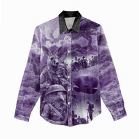 Purple ANZAC Day The Battle of Lone Pine Women Casual Shirt Kiwi-Kangaroo Soldier Lest We Forget