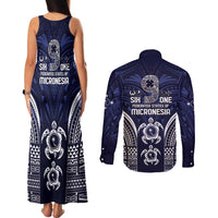 FSM Chuuk States Couples Matching Tank Maxi Dress and Long Sleeve Button Shirt Micronesia Six 9 One Polynesian Tribal Pattern