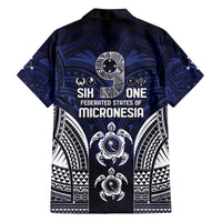 FSM Chuuk States Family Matching Off The Shoulder Long Sleeve Dress and Hawaiian Shirt Micronesia Six 9 One Polynesian Tribal Pattern