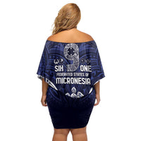 FSM Chuuk States Family Matching Off Shoulder Short Dress and Hawaiian Shirt Micronesia Six 9 One Polynesian Tribal Pattern