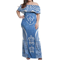 FSM Kosrae States Off Shoulder Maxi Dress Micronesia Six 9 One Polynesian Tribal Pattern