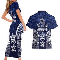 FSM Pohnpei States Couples Matching Short Sleeve Bodycon Dress and Hawaiian Shirt Micronesia Six 9 One Polynesian Tribal Pattern