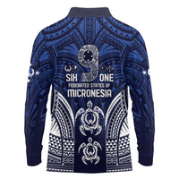 FSM Pohnpei States Long Sleeve Polo Shirt Micronesia Six 9 One Polynesian Tribal Pattern