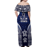 FSM Pohnpei States Off Shoulder Maxi Dress Micronesia Six 9 One Polynesian Tribal Pattern