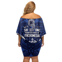 FSM Pohnpei States Off Shoulder Short Dress Micronesia Six 9 One Polynesian Tribal Pattern