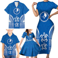FSM Yap States Family Matching Short Sleeve Bodycon Dress and Hawaiian Shirt Micronesia Six 9 One Polynesian Tribal Pattern