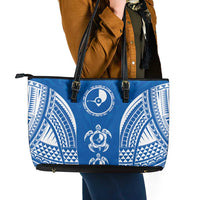 FSM Yap States Leather Tote Bag Micronesia Six 9 One Polynesian Tribal Pattern