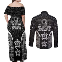 FSM Micronesia Six 9 One Couples Matching Off Shoulder Maxi Dress and Long Sleeve Button Shirt Polynesian Tribal Pattern LT9 - Polynesian Pride