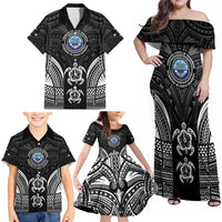 FSM Micronesia Six 9 One Family Matching Off Shoulder Maxi Dress and Hawaiian Shirt Polynesian Tribal Pattern
