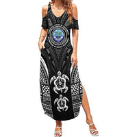FSM Micronesia Six 9 One Family Matching Summer Maxi Dress and Hawaiian Shirt Polynesian Tribal Pattern