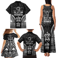 FSM Micronesia Six 9 One Family Matching Tank Maxi Dress and Hawaiian Shirt Polynesian Tribal Pattern