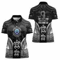 FSM Micronesia Six 9 One Women Polo Shirt Polynesian Tribal Pattern
