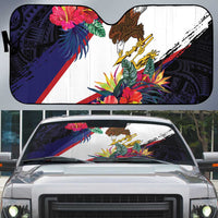 American Samoa Flag Day Since 1900 Auto Sun Shade Samoa Muamua Le Atua Tropical Flowers - Polynesian Pride