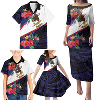 American Samoa Flag Day Since 1900 Family Matching Puletasi and Hawaiian Shirt Samoa Muamua Le Atua Tropical Flowers