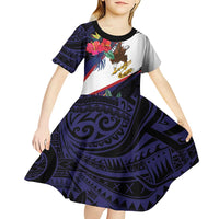 American Samoa Flag Day Since 1900 Kid Short Sleeve Dress Samoa Muamua Le Atua Tropical Flowers