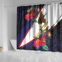 American Samoa Flag Day Since 1900 Shower Curtain Samoa Muamua Le Atua Tropical Flowers