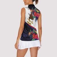 American Samoa Flag Day Since 1900 Women Sleeveless Polo Shirt Samoa Muamua Le Atua Tropical Flowers