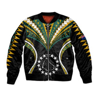 Polynesian Pride Manihiki Island Bomber Jacket Cook Islands Tribal Wave Style LT9 Unisex Black - Polynesian Pride