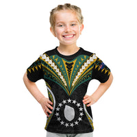Polynesian Pride Mauke Island Kid T Shirt Cook Islands Tribal Wave Style LT9 Black - Polynesian Pride