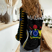 Polynesian Pride Mauke Island Women Casual Shirt Cook Islands Tribal Wave Style LT9 - Polynesian Pride