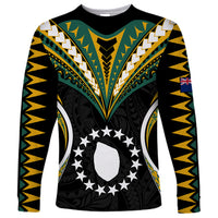 (Personalised) Polynesian Pride Mauke Island Long Sleeve Shirt Cook Islands Tribal Wave Style LT9 Unisex Black - Polynesian Pride