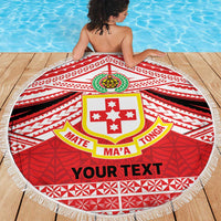 Personalised Kolisi Tonga College Atele Beach Blanket Polynesian Ngatu Tribal
