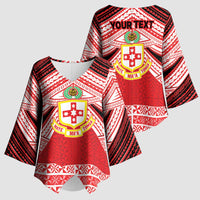 Personalised Kolisi Tonga College Atele Kimono Sleeve Blouse Polynesian Ngatu Tribal - Polynesian Pride