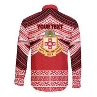 Personalised Kolisi Tonga College Atele Long Sleeve Button Shirt Polynesian Ngatu Tribal