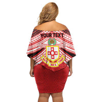 Personalised Kolisi Tonga College Atele Off Shoulder Short Dress Polynesian Ngatu Tribal