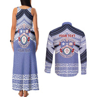 Personalised Tonga Apifoou College Couples Matching Tank Maxi Dress and Long Sleeve Button Shirt Polynesian Ngatu Tribal