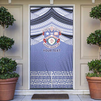 Personalised Tonga Apifoou College Door Cover Polynesian Ngatu Tribal LT9 Blue - Polynesian Pride
