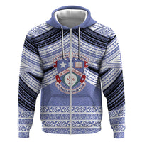 Personalised Tonga Apifoou College Hoodie Polynesian Ngatu Tribal LT9 Zip Hoodie Blue - Polynesian Pride