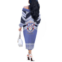 Personalised Tonga Apifoou College Off The Shoulder Long Sleeve Dress Polynesian Ngatu Tribal