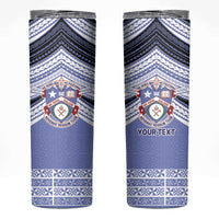 Personalised Tonga Apifoou College Skinny Tumbler Polynesian Ngatu Tribal