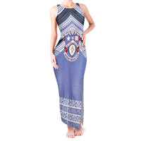 Personalised Tonga Apifoou College Tank Maxi Dress Polynesian Ngatu Tribal LT9 Women Blue - Polynesian Pride