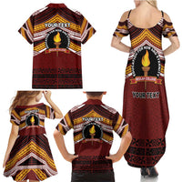 Personalised Tonga Beulah College Family Matching Summer Maxi Dress and Hawaiian Shirt Polynesian Ngatu Tribal