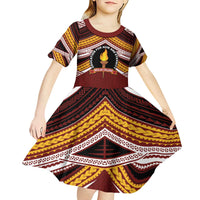 Personalised Tonga Beulah College Kid Short Sleeve Dress Polynesian Ngatu Tribal