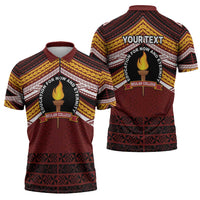 Personalised Tonga Beulah College Zipper Polo Shirt Polynesian Ngatu Tribal - Polynesian Pride