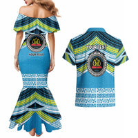 Personalised Tonga Lavengamalie College Couples Matching Mermaid Dress and Hawaiian Shirt Polynesian Ngatu Tribal