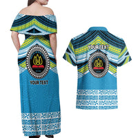 Personalised Tonga Lavengamalie College Couples Matching Off Shoulder Maxi Dress and Hawaiian Shirt Polynesian Ngatu Tribal