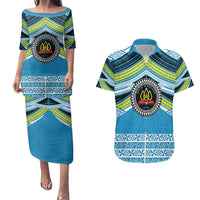 Personalised Tonga Lavengamalie College Couples Matching Puletasi and Hawaiian Shirt Polynesian Ngatu Tribal