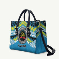 Personalised Tonga Lavengamalie College Leather Bag Polynesian Ngatu Tribal LT9 Blue - Polynesian Pride