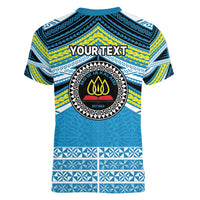 Personalised Tonga Lavengamalie College Women V-Neck T-Shirt Polynesian Ngatu Tribal LT9 - Polynesian Pride