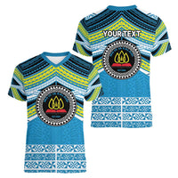 Personalised Tonga Lavengamalie College Women V-Neck T-Shirt Polynesian Ngatu Tribal LT9 - Polynesian Pride