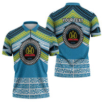 Personalised Tonga Lavengamalie College Zipper Polo Shirt Polynesian Ngatu Tribal - Polynesian Pride