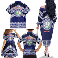 Personalised Tonga Sia'atoutai Theological College Family Matching Off The Shoulder Long Sleeve Dress and Hawaiian Shirt Polynesian Ngatu Tribal