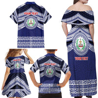 Personalised Tonga Sia'atoutai Theological College Family Matching Off Shoulder Maxi Dress and Hawaiian Shirt Polynesian Ngatu Tribal