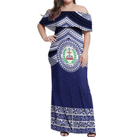 Personalised Tonga Sia'atoutai Theological College Off Shoulder Maxi Dress Polynesian Ngatu Tribal