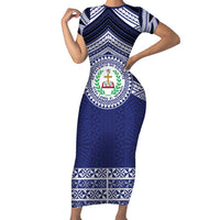 Personalised Tonga Sia'atoutai Theological College Short Sleeve Bodycon Dress Polynesian Ngatu Tribal