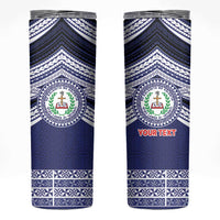 Personalised Tonga Sia'atoutai Theological College Skinny Tumbler Polynesian Ngatu Tribal